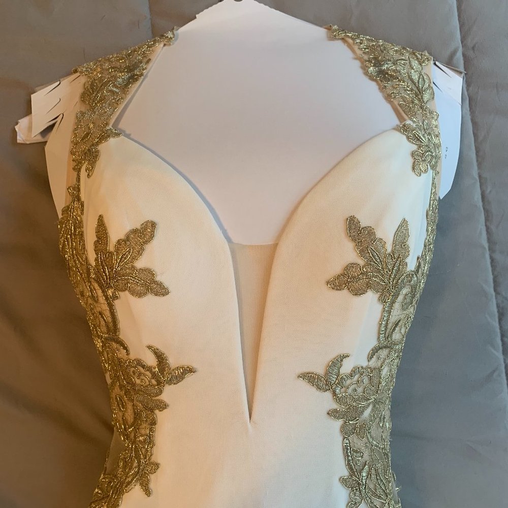 White and Gold Jovani Dress